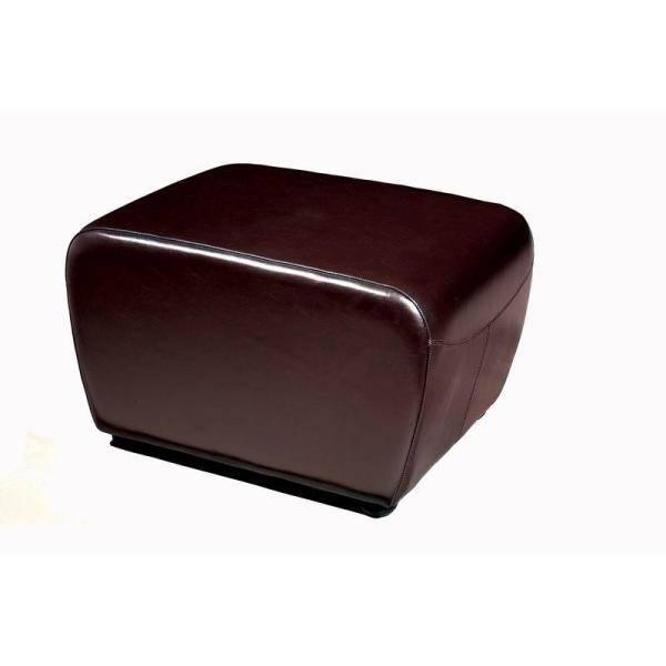 Full Leather Ottoman with Rounded Sides Dark Brown - Baxton Studio: Faux Upholstered, Wood Frame, No Assembly Required