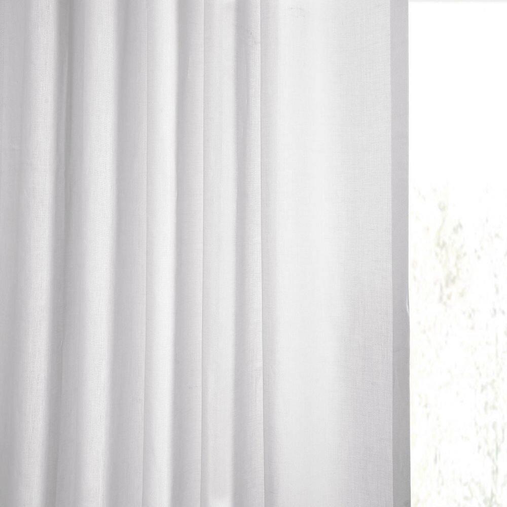 Aspen White Grommet Solid Faux Linen Sheer Curtain (1 Panel), Aspen White, 50W X 96L