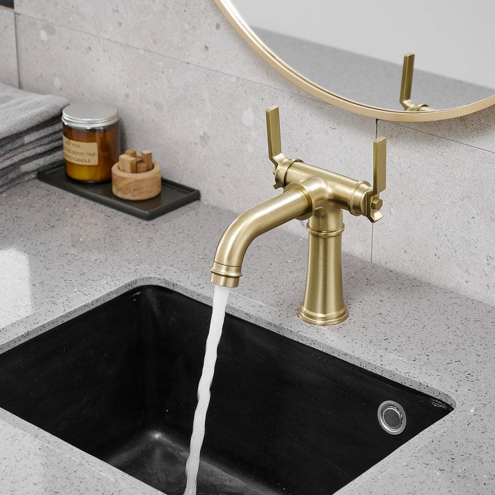 BWE Double Handle Industrial Style Bathroom Faucet Lavatory Mixer Tap Commercial Vanity