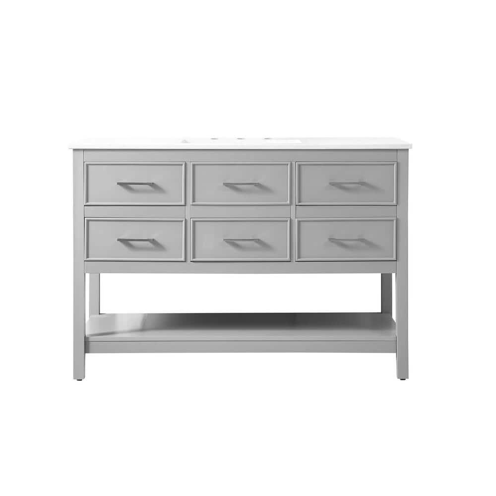 Elegant Decor Sinclaire 48" Aluminum Alloy & MDF Single Bathroom Vanity in Gray
