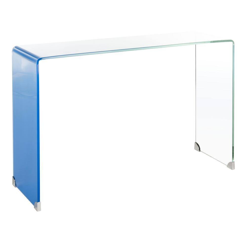 Crysta Ombre Glass Console Table - Clear/Blue - Safavieh