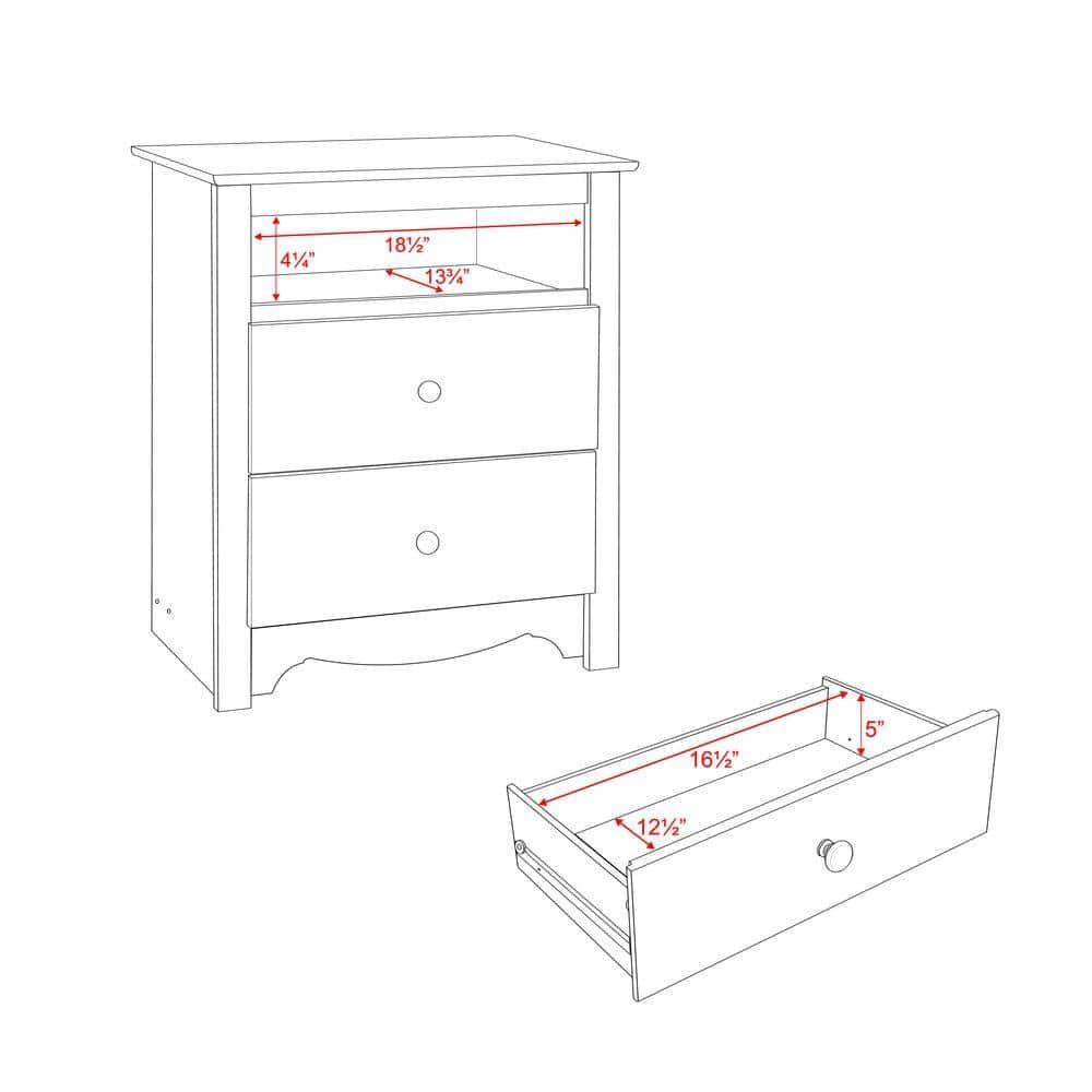 Open Shelf Nightstand Cherry - Monterey: Prepac Bedroom Side Table with Storage Shelf & Metal Glides