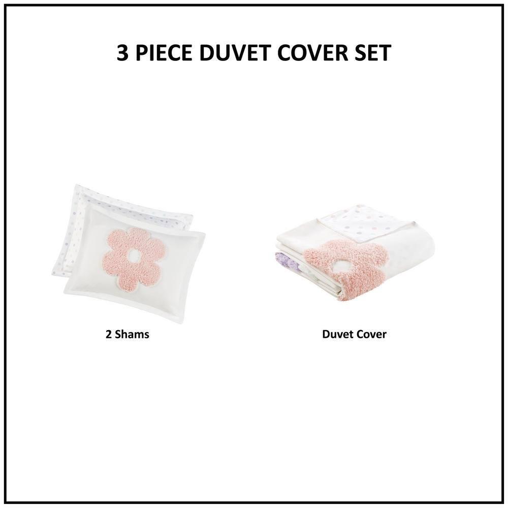 Gracie Floral Reversible Tufted Chenille Duvet Cover Set