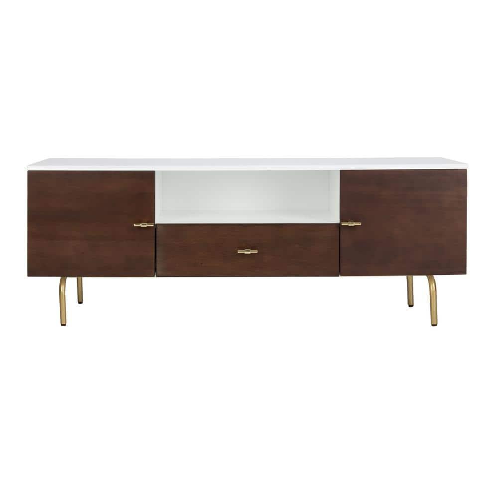 Genevieve Media Stand - Walnut/White - Safavieh.