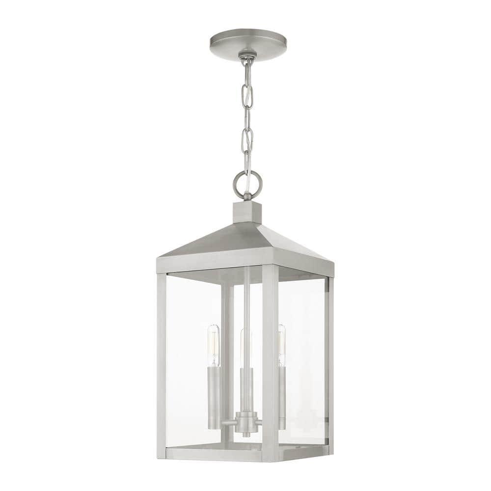 3 Light Outdoor Pendant Lantern with Clear Glass Shade