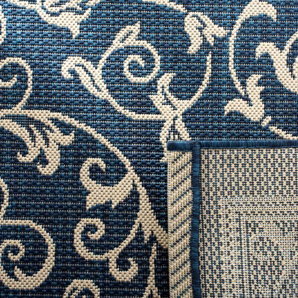 SAFAVIEH Courtyard Nanda Floral Indoor/Outdoor Area Rug, 9' x 12', Navy/Beige