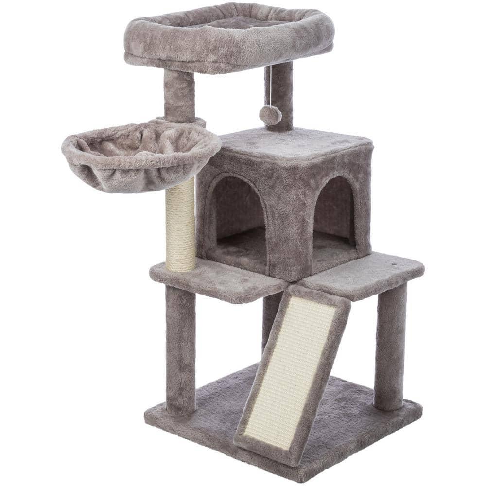 TRIXIE TRIXIE Pepito 39.4" Cat Tower, 3-Level Cat Tree with Sisal Scratching Posts and Ramp, Plush Condo and Hammock