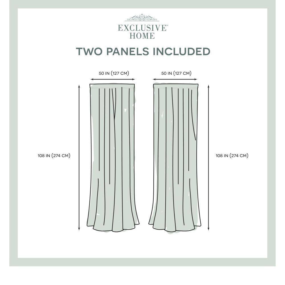 Exclusive Home Darma Sheer Linen Rod Pocket Curtain Panel Pair, 50"x108", Black Pearl