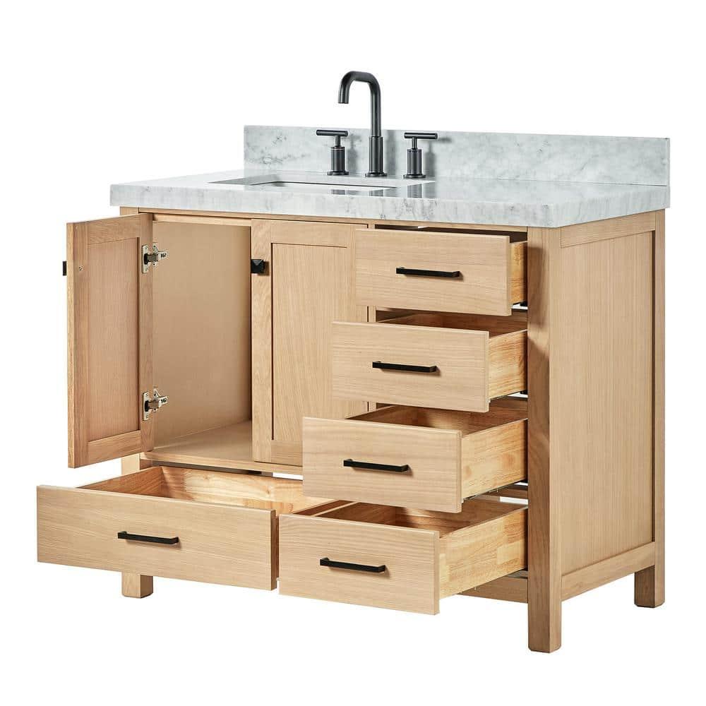 Cambridge 42'' Single Bathroom Vanity with Carrara Marble Top