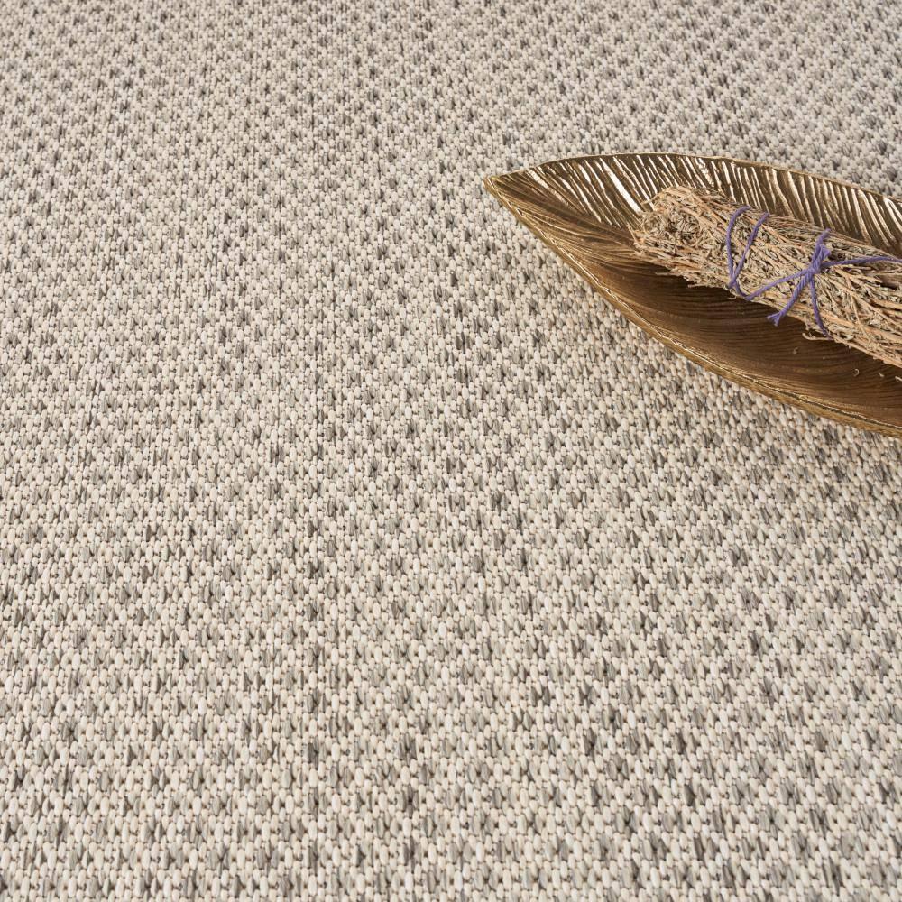 Nourison 5' x 5' Courtyard Modern Easy Care Flatweave Indoor Outdoor Round Rug Ivory/Silver