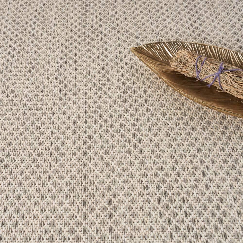 Nourison 5' x 5' Courtyard Modern Easy Care Flatweave Indoor Outdoor Round Rug Ivory/Silver