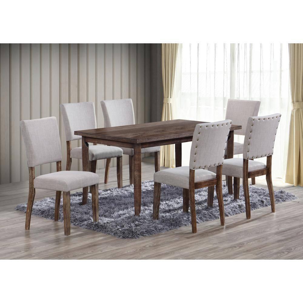 Best Master Transitional Solid Wood Dining Table in Antique Natural Oak