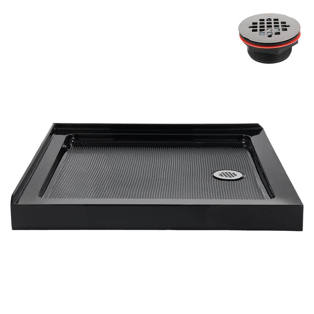 Streamline Bath NT-2151-36BL-RH Streamline NT-2151-36BL-RH 36 in. x 36 in. Corner Acrylic Shower Base in Glossy Black with Right Hand Drain, Drain Included