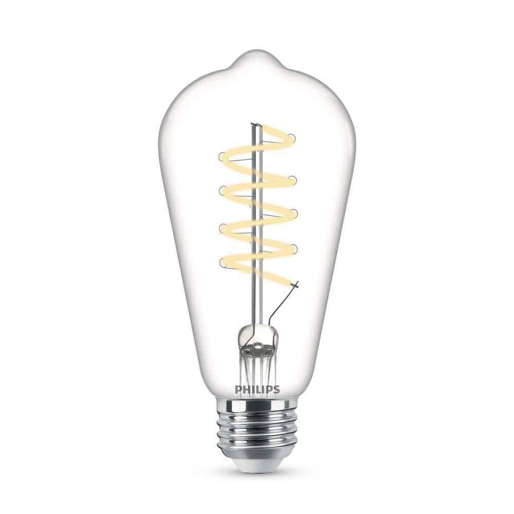 Philips LED 60-Watt ST19 Straight Tubular Filament Lightbulb, Clear Bright White, Dimmable, E26 Medium Base (1-Pack):
