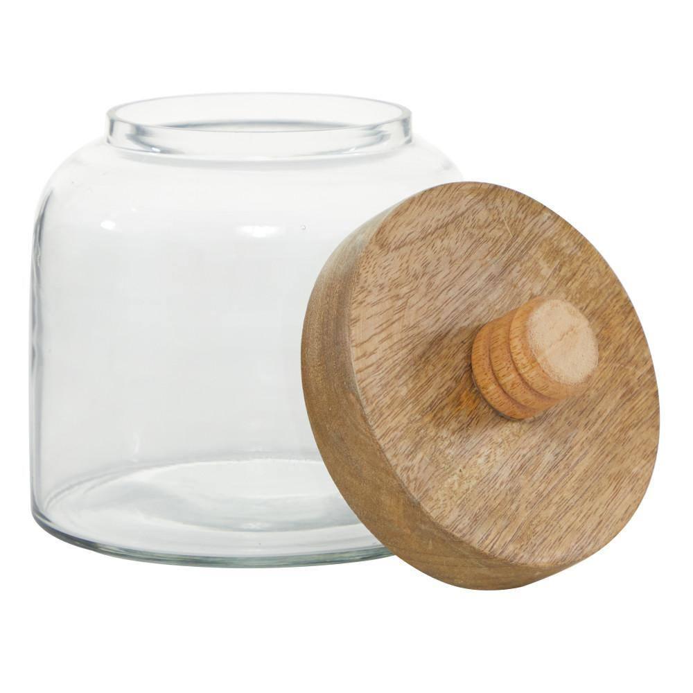 DecMode 5" x 6" Clear Glass Canisters with Wood Lids, 2-Pieces
