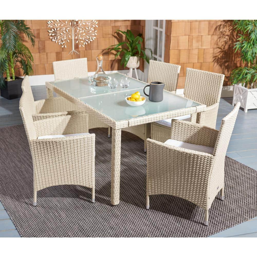Jolin 7 Pc Dining Set - Outdoor - PAT7706 - Beige/White - Safavieh