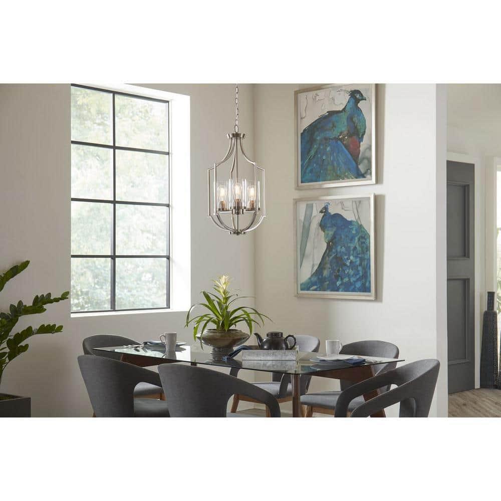 Progress Lighting Lassiter 3-Light Foyer Brushed Nickel Pendant with Clear Glass Shades