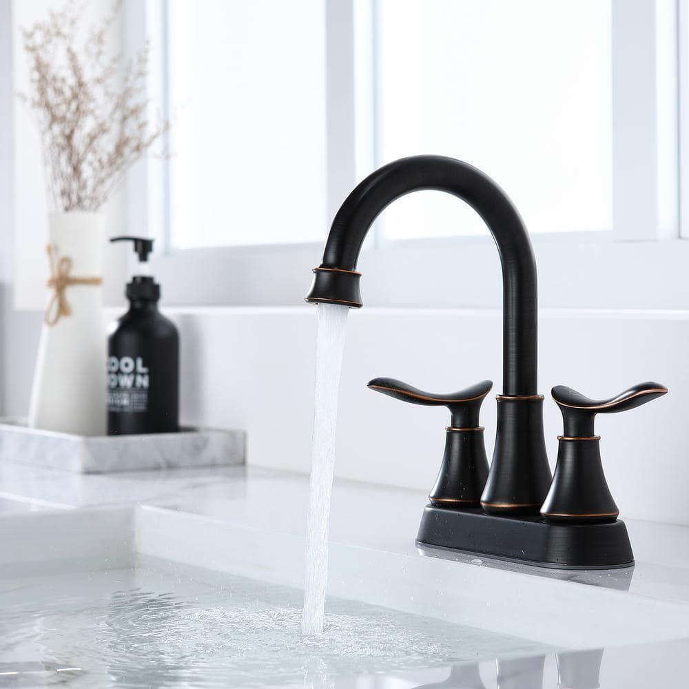 Centerset 2-handle Bathroom Faucet with Drain Assembly