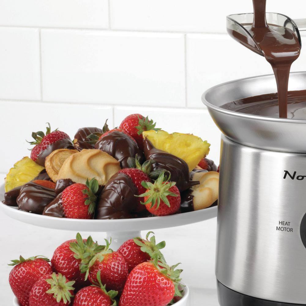 Nostalgia NCFF1000SS 2-Pound Stainless Steel Cascading Fondue Fountain - Chocolate, BBQ Sauce, Ranch, Nacho Cheese, Buffalo Sauce