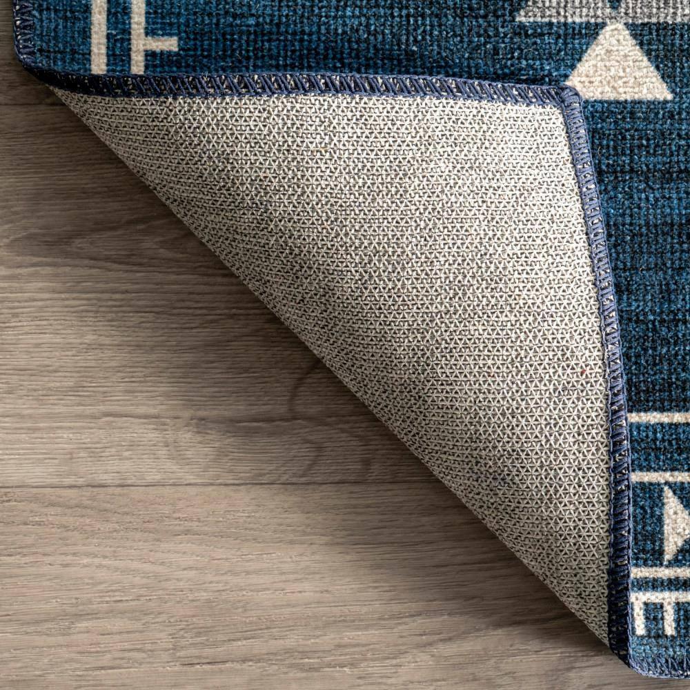 Nuloom Evalyn Diamond 4x6 Machine Washable Indoor Area Rug for Living Room Bedroom Dining Room Kitchen, Navy/Ivory