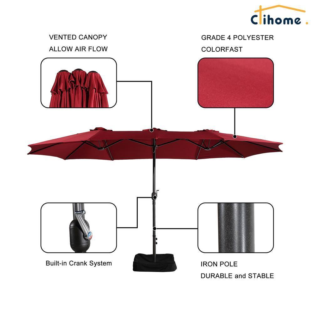 15 Ft Patio Market Umbrella with Base