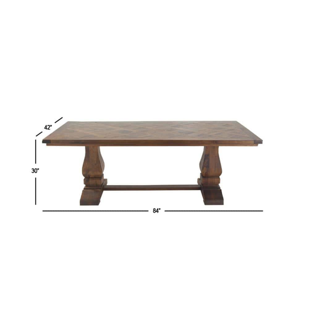 DecMode 84" x 30" Brown Mango Wood Dining Table with Parquet Inlay, 1-Piece