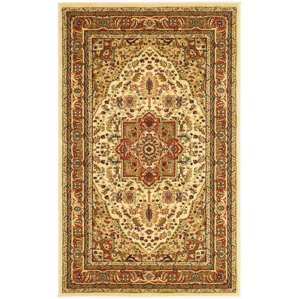 Lyndhurst Heriz LNH330 Power Loomed Area Rug - Ivory/Rust - 4'x6' - Safavieh