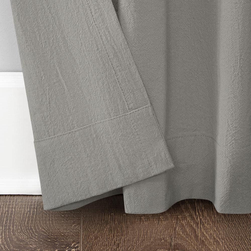 52"X84" Archaeo Light Filtering Outdoor Washed Cotton Twist Tab Curtain Panel Silver Gray: Grey Window Curtains