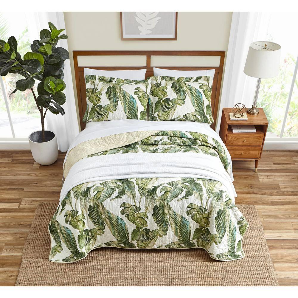 Tommy Bahama Home Tommy Bahama Fiesta Palms Green Cotton Reversible Quilt Set