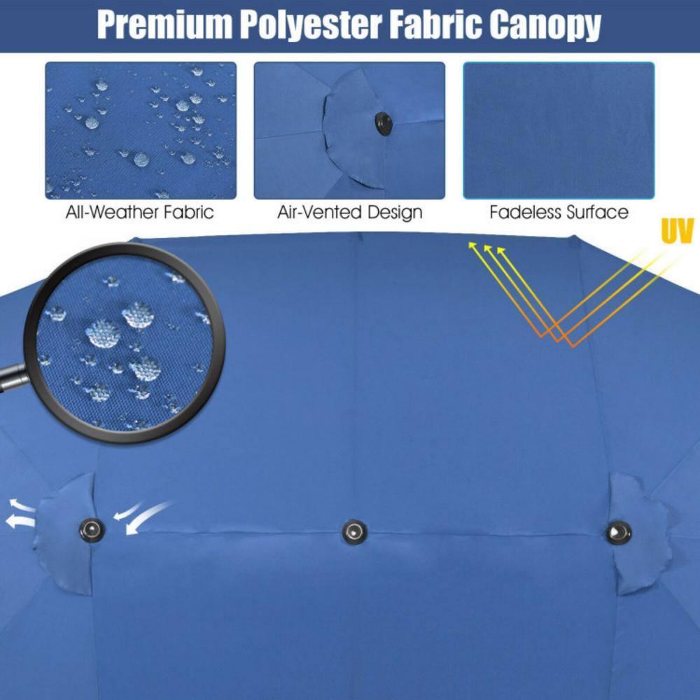 Costway 15FT Patio Double-Sided Umbrella Crank Outdoor Garden Market Sun Shade Navy