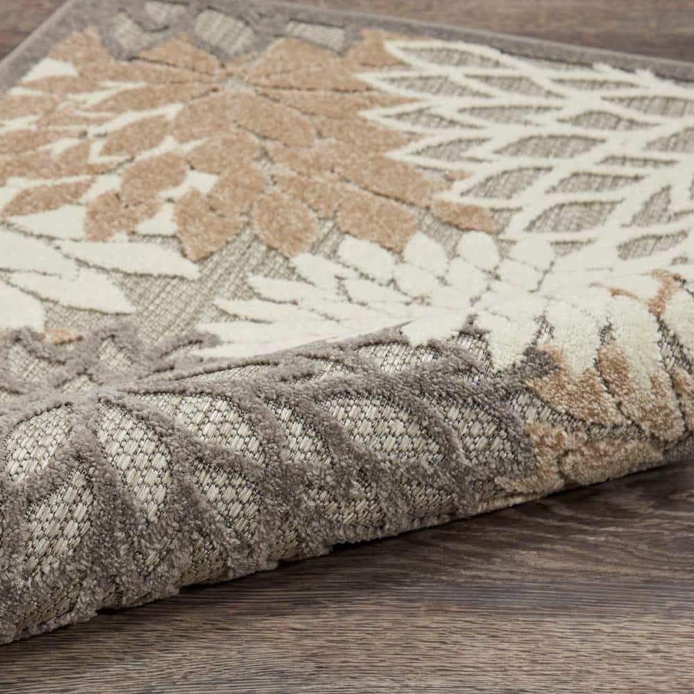 Nourison Aloha Floral Bloom Flatweave High-Low Indoor Outdoor Area Rug Natural 7' x 10'