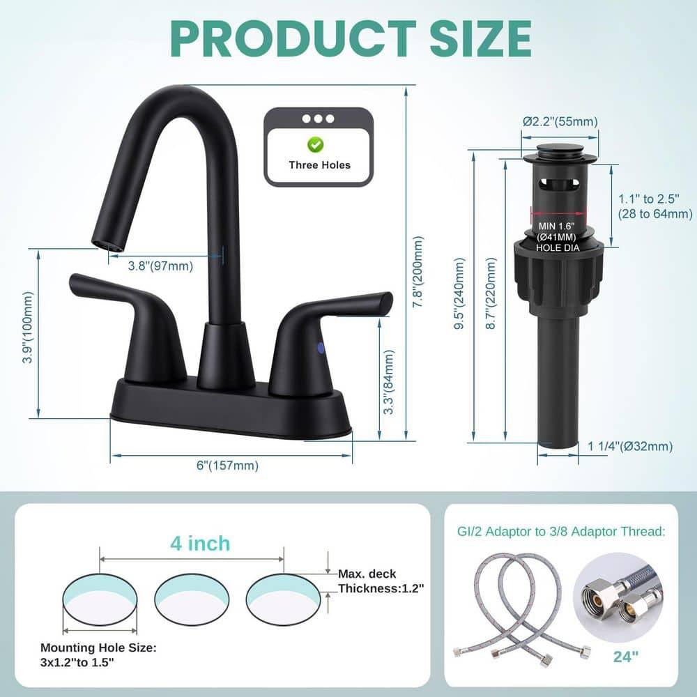 Centerset 2-handle Bathroom Faucet with Drain Assembly