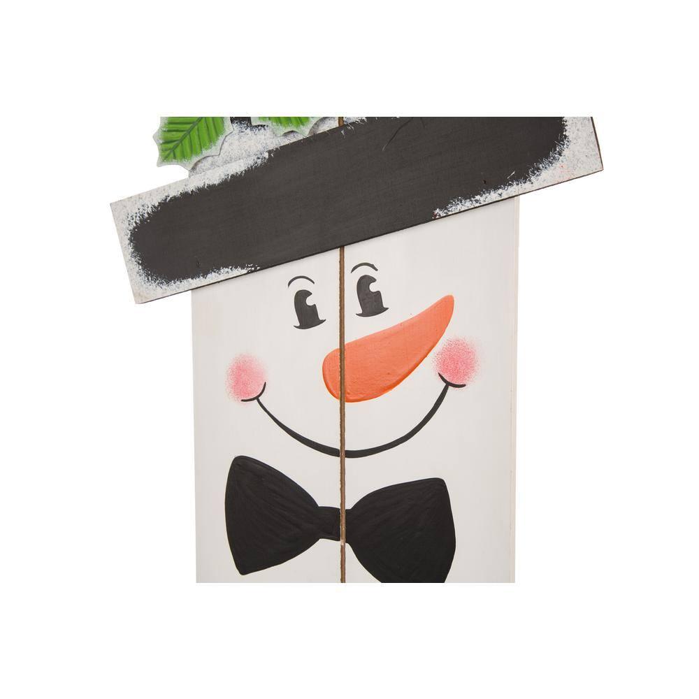 Glitzhome 42" H Wooden Welcome Sign Snowman Vertical Porch Sign Farmhouse Merry Hanging Signs Christmas Decorations for Front Door Wall Display