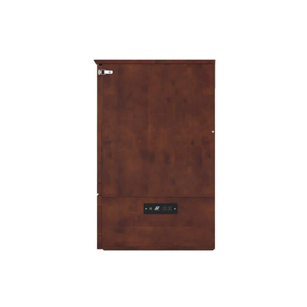 AFI Hamilton Full Solid Wood Murphy Bed Chest with Built-In Charger in Walnut