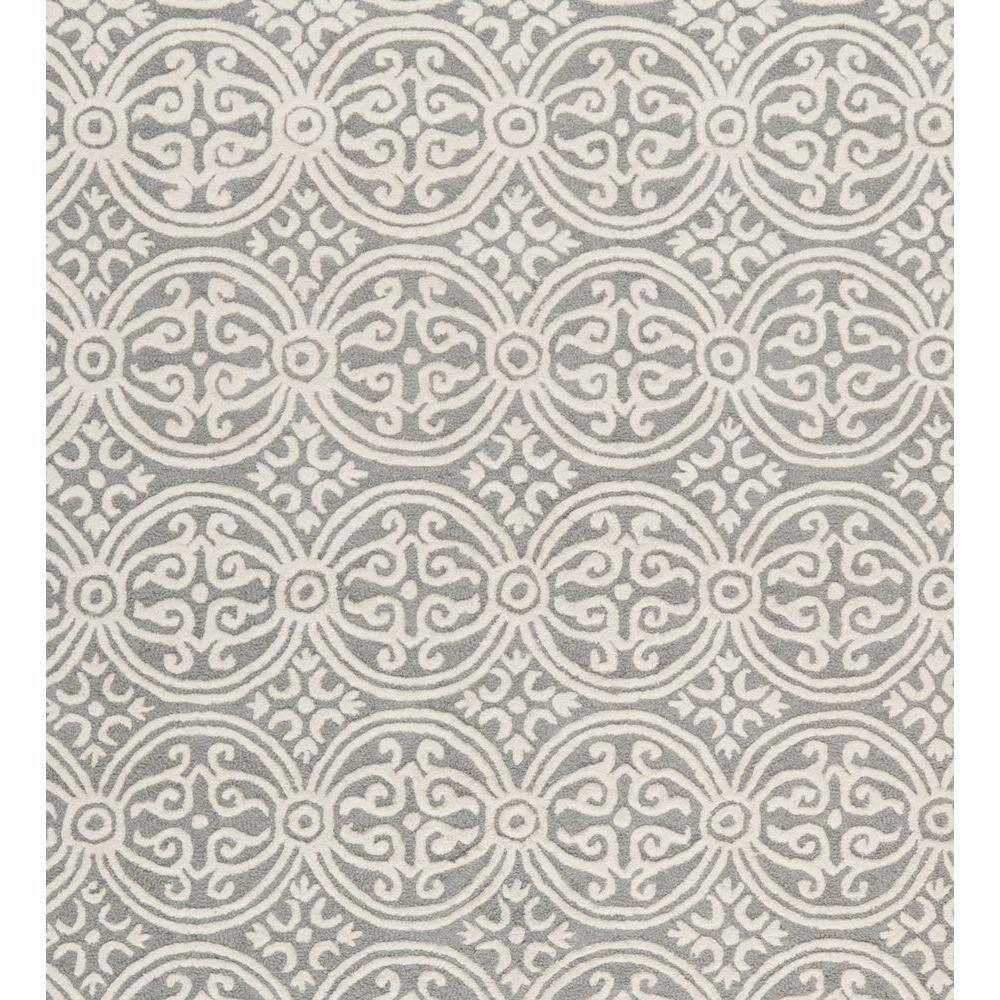 Safavieh Cambridge Damask 5 x 8 (ft) Tufted Wool Silver/Ivory Rectangular Indoor Abstract Area rug