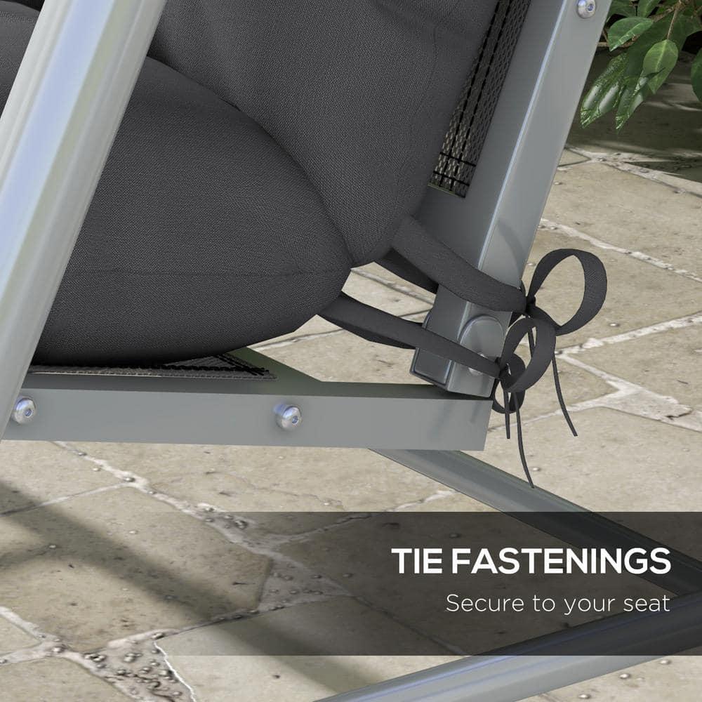 Outsunny 59" Tufted Bench Cushions & Throw Pillows, Replacement Bench Seat Pad, Back & 2 Pillows for Outdoor Furniture, Charcoal Gray