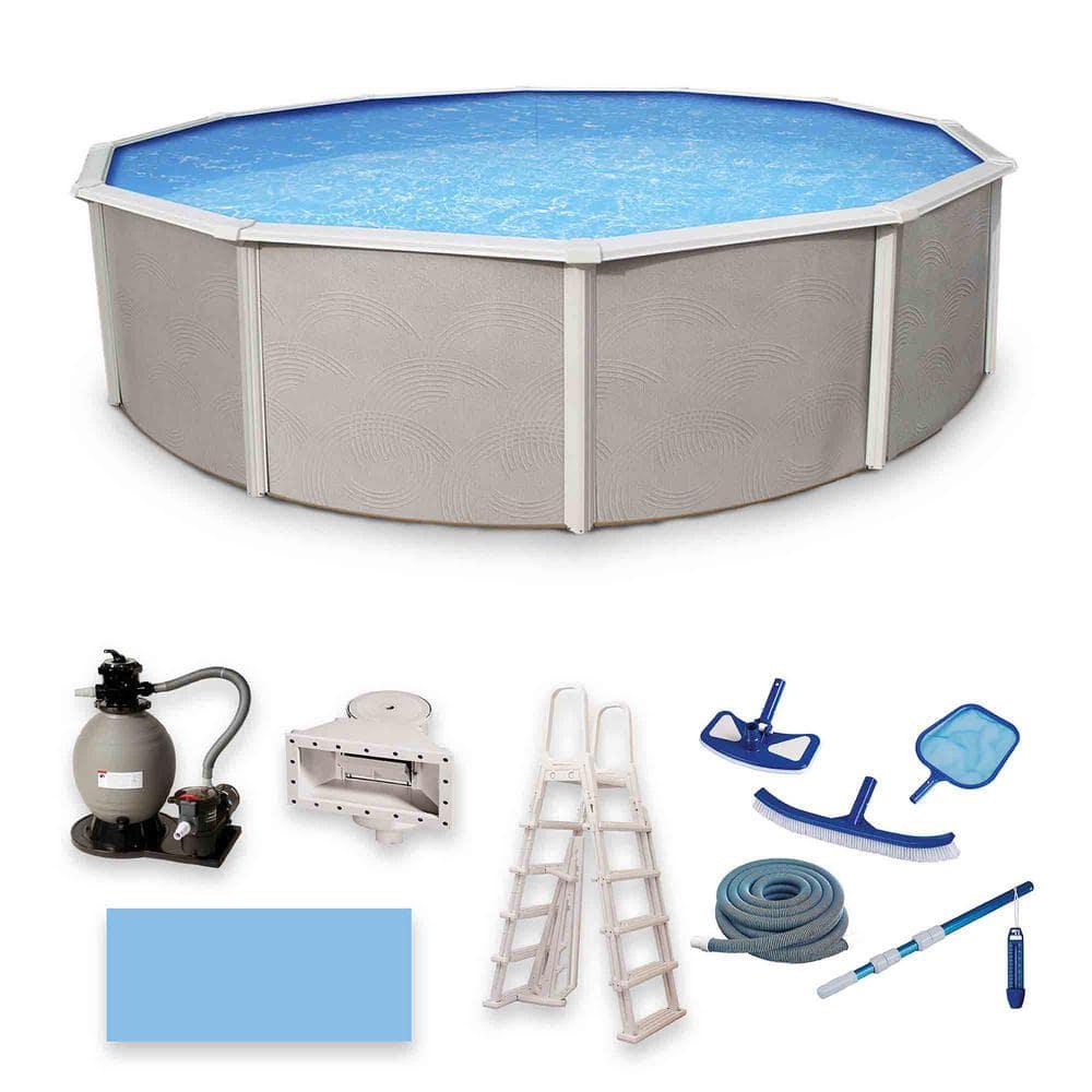 Blue Wave Products Belize Round 52-in Deep 6-in Top Rail Swimming Pool Package