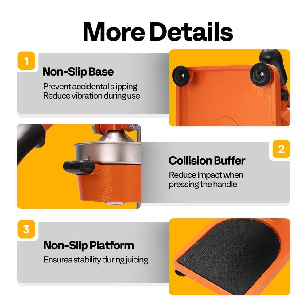 Stainless Steel Black Manual Hand Press Orange Juicer Machine