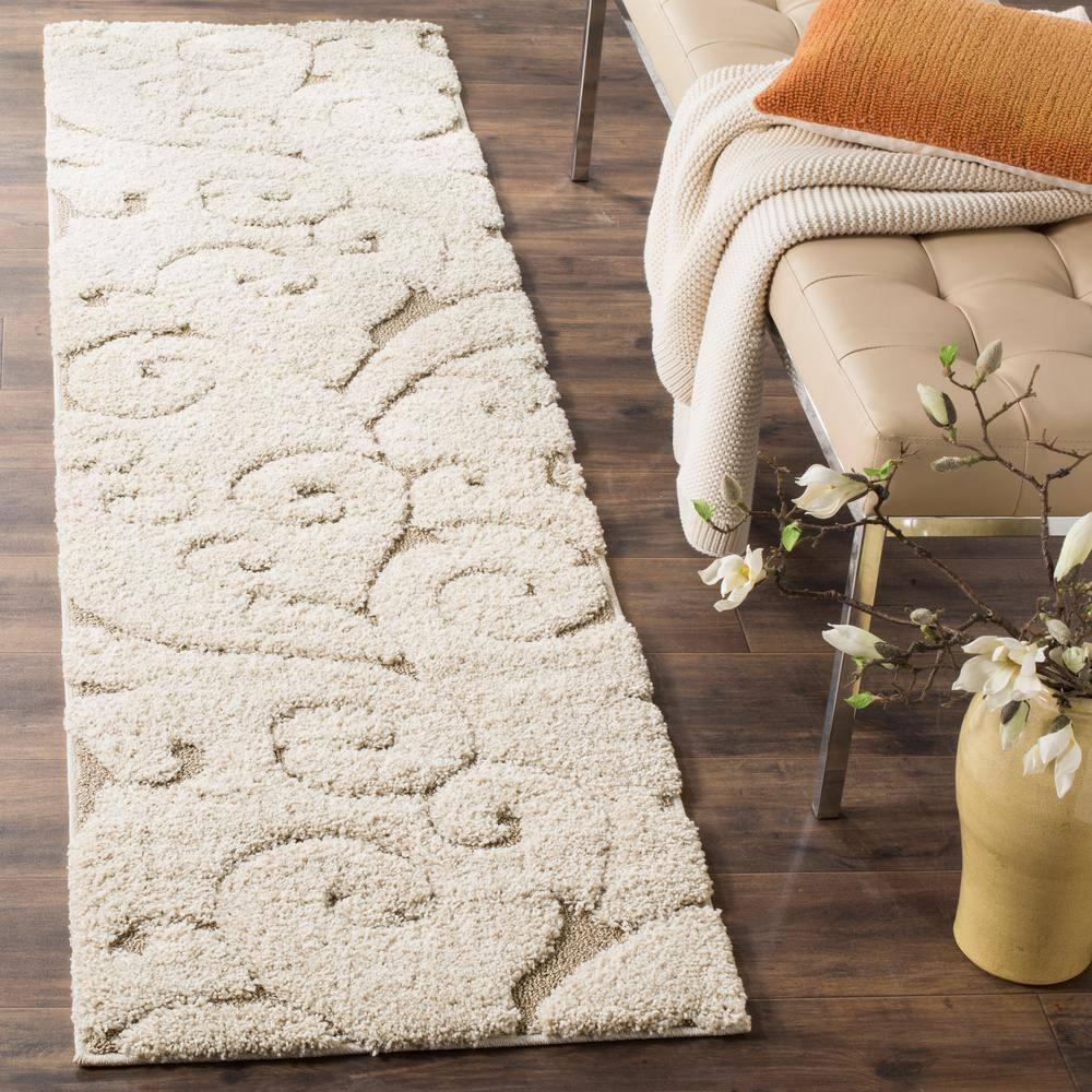 Florida Shag SG455 Power Loomed Indoor Runner Rug - Cream/Beige - 2'3"x7' - Safavieh.