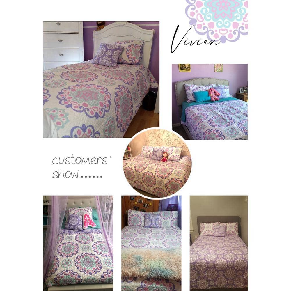 ALEX + BELLA Vivian Purple reversible Cotton Quilt Set