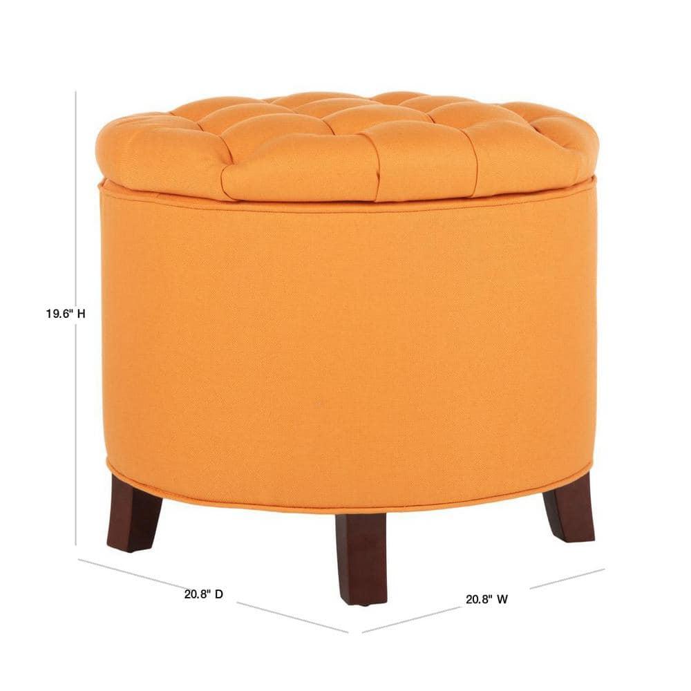 Amiela Tuffted Storage Ottoman - Tangerine - Safavieh
