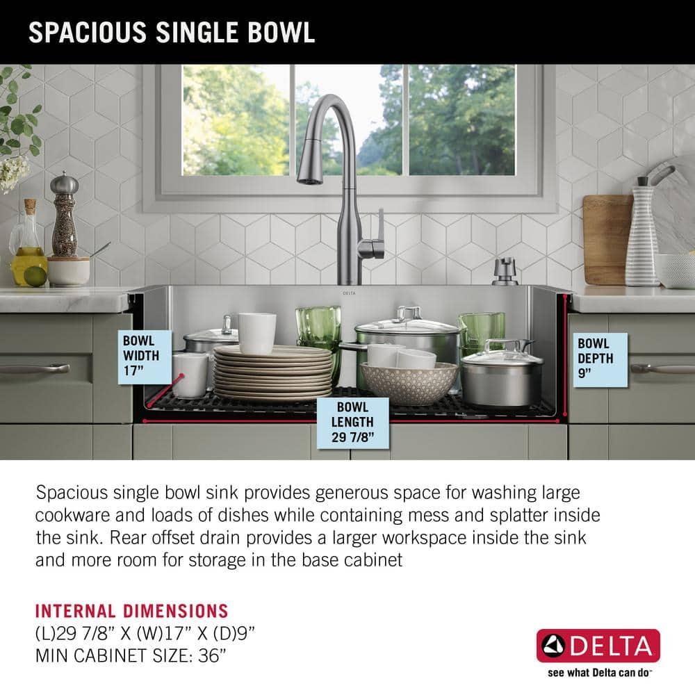 Delta Marca™ Drop-In Undermount Stainless Steel Single Bowl Kitchen Sink with Accessories