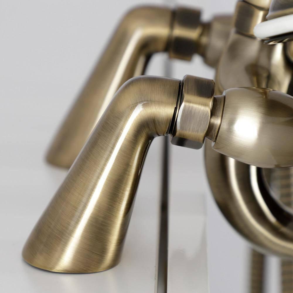 Kingston Brass Kingston Three-Handle 2-Hole Deck Mount Clawfoot Tub Faucet with Hand Shower