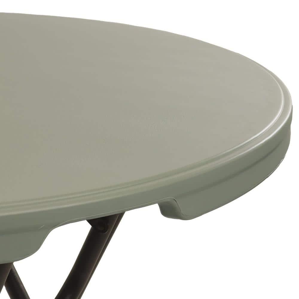 Sunnydaze Outdoor Folding Round Patio Bar-Height Table with Iron Legs and Plastic Top - 31.75" - Gray