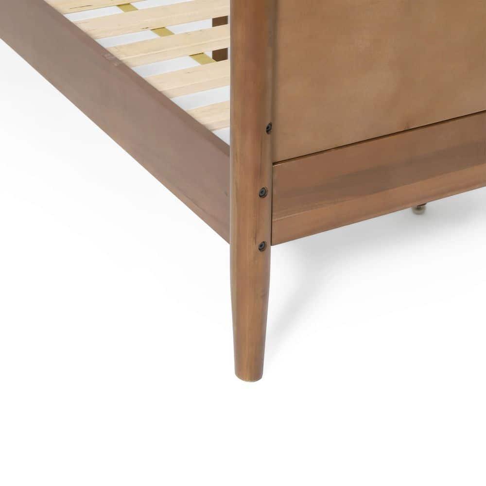 GDF Studio OkiOKi Mid Century Wood Bed, Medium Brown Full