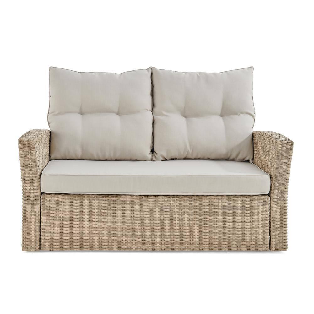 Alaterre Canaan Cushion Resin Wicker Outdoor Loveseat - Brown