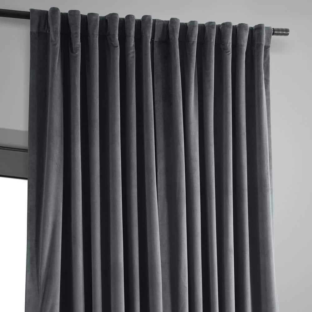 Half Price Drapes Signature Natural Grey Extra Wide Velvet Blackout Curtains (1 Panel),100W X 96L