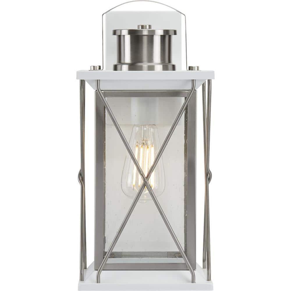 Progress Lighting Barlowe 1-Light Outdoor Wall Lantern in Stainless Steel with Clear Seeded Glass