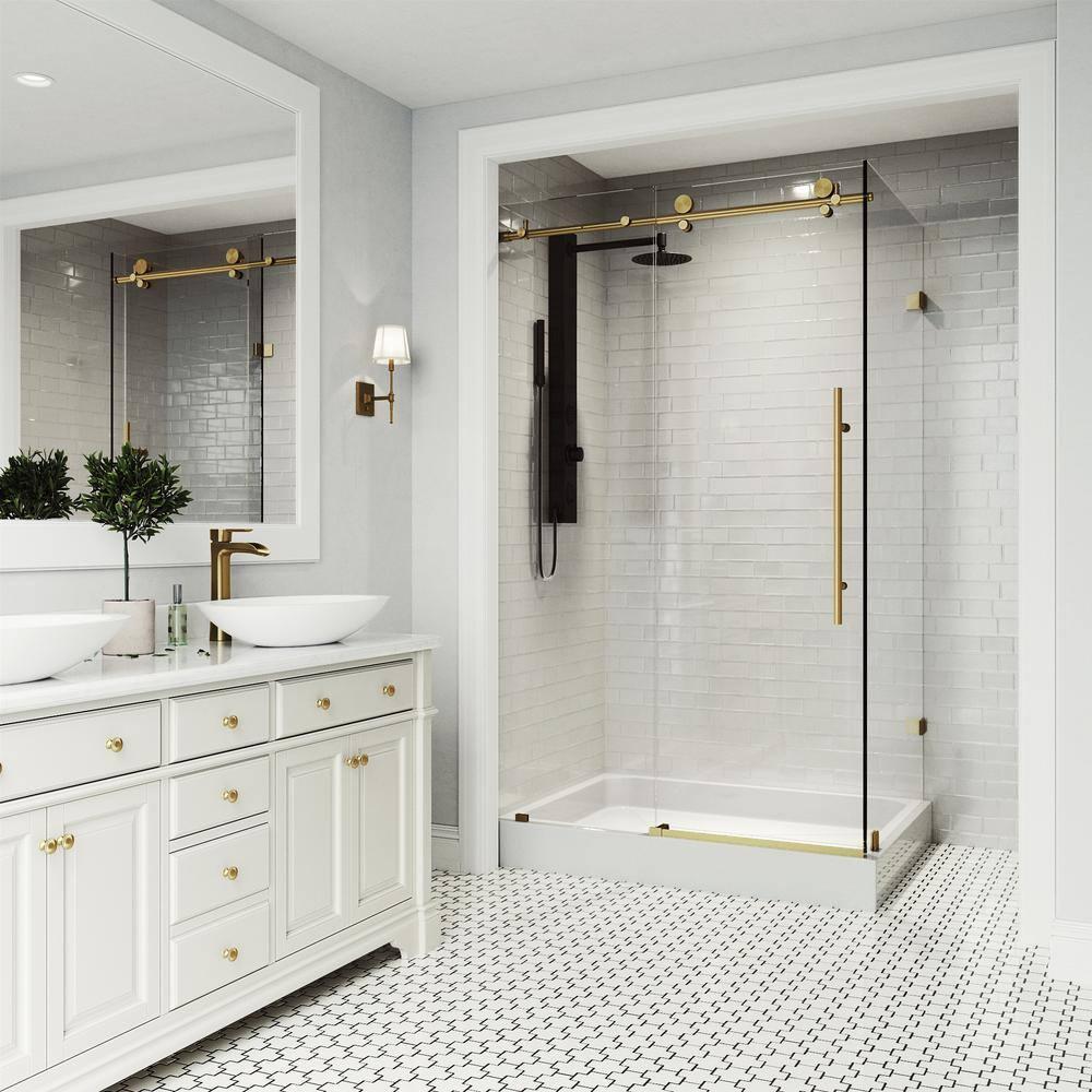 Elan E-class 48" W x 36" D x 82" H Sliding Frameless Shower Enclosure with 3/8" Clear Glass&Base