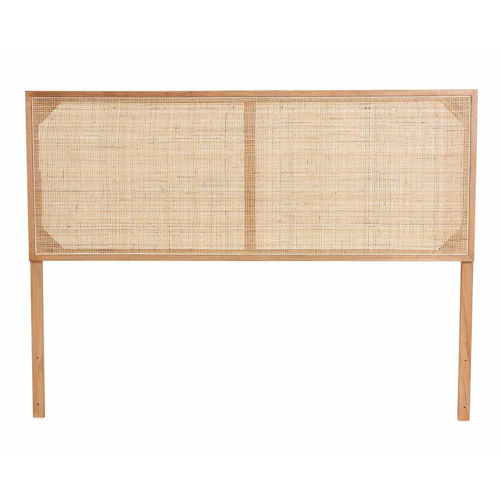 bali & pari Queen Aurelia Bayur Wood and Rattan Headboard: Bohemian Design, Wall or Frame Mount, Adjustable Height